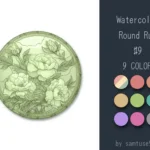 Watercolor Round Dance Rug #9 Samtuse963
