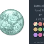 Watercolor Round Dance Rug #9 Samtuse963
