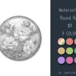 Watercolor Round Dance Rug #9 Samtuse963