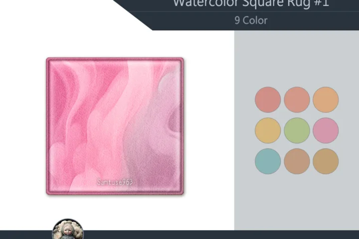 HQ Watercolor Square Dance Rug #1 Samtuse963