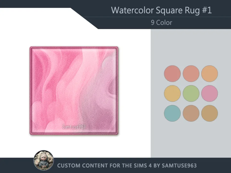 HQ Watercolor Square Dance Rug #1 Samtuse963