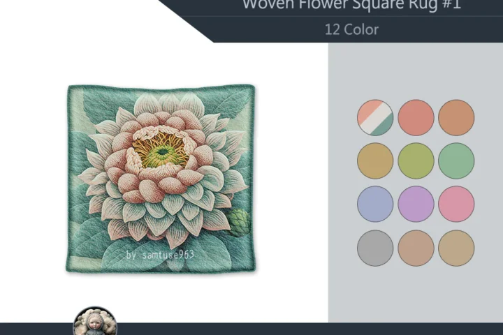 HQ Woven Flower Square Dance Rug #1 Samtuse963