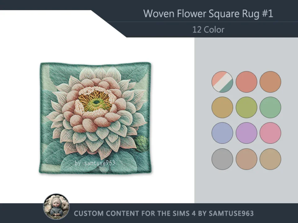 HQ Woven Flower Square Dance Rug #1 Samtuse963