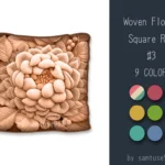 Woven Flower Square Dance Rug #3 Samtuse963
