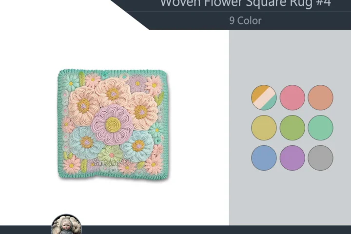 Woven Flower Square Dance Rug #4 Samtuse963