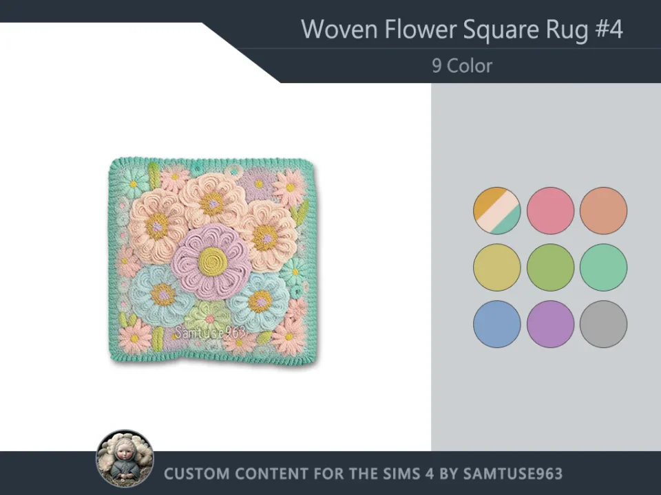 Woven Flower Square Dance Rug #4 Samtuse963