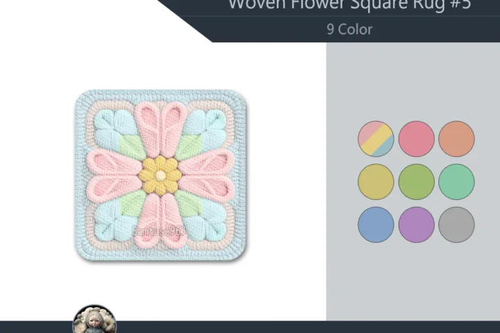 Woven Flower Square Dance Rug #5 Samtuse963