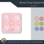 Woven Flower Square Dance Rug #5 Samtuse963