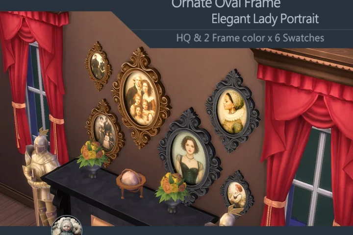 HQ Ornate Oval Frame Elegant Lady Portrait Sellable Samtuse963