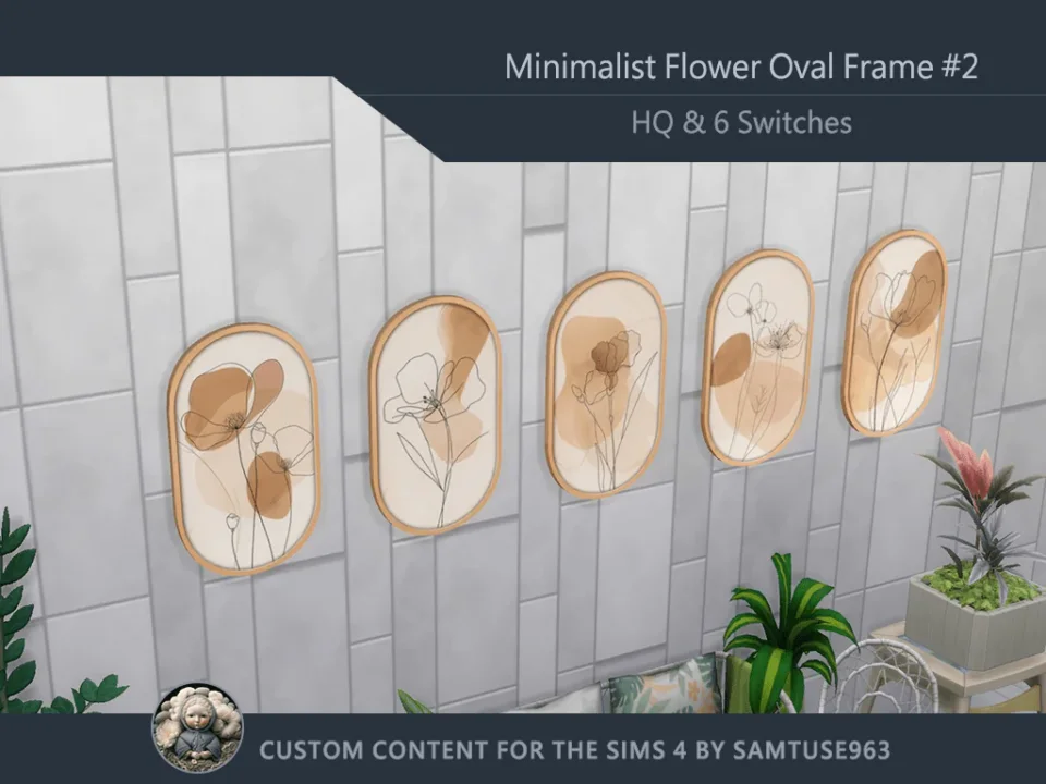 HQ Minimalist Flower Oval Frame #2 Samtuse963