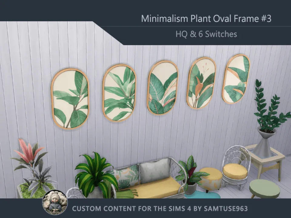 HQ Minimalist Plant Oval Frame #3 Samtuse963