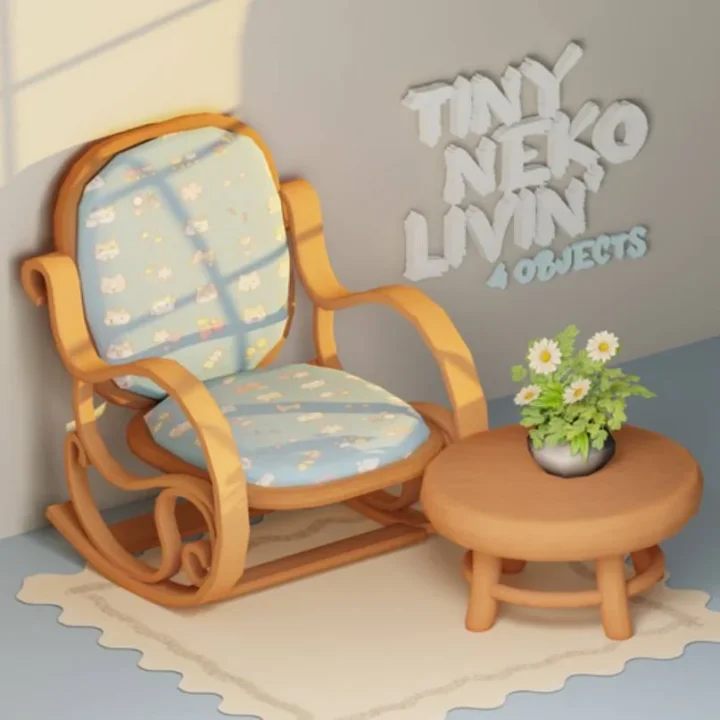 TINY NEKO LIVIN' Set | Rocking chair / Coffee table / Plant pot