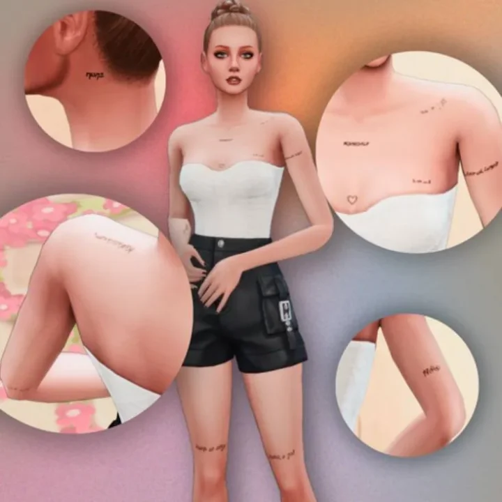 Simlish Minimalist Dainty Tattoo Set