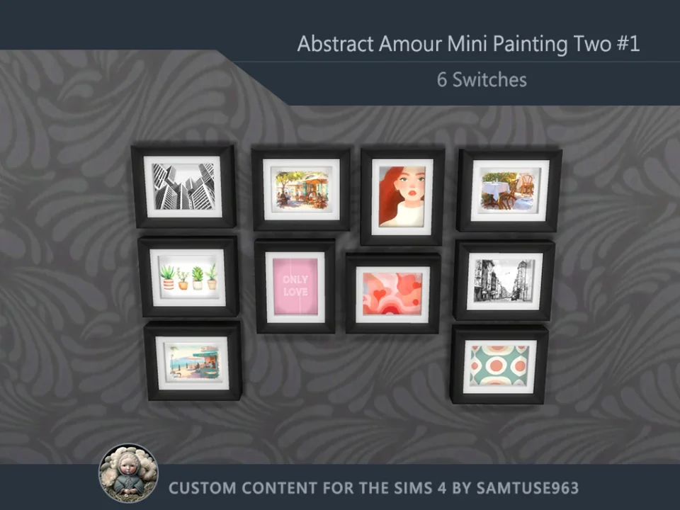 Abstract Amour Mini Painting Two #1 Extra H Samtuse963