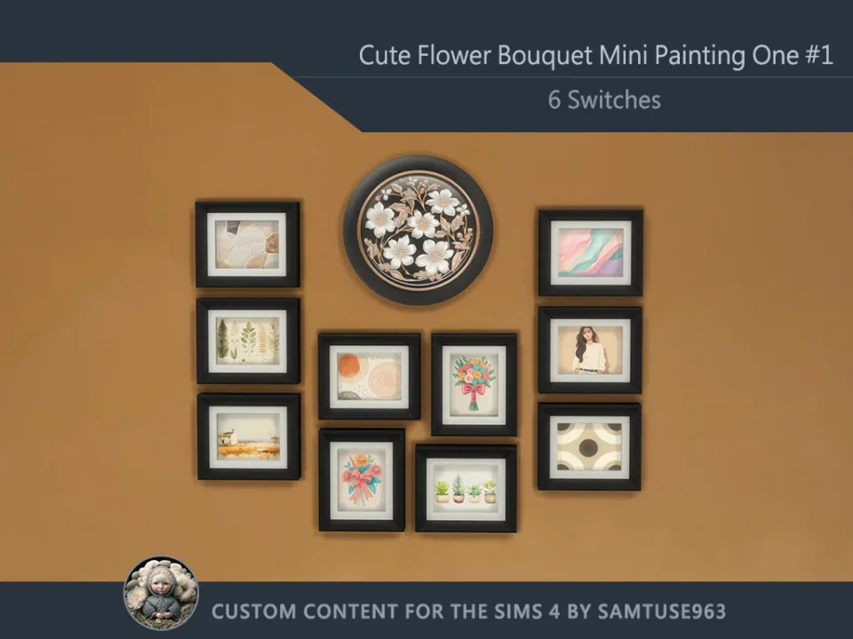 Cute Flower Bouquet Mini Painting One #1 Extra G Samtuse963