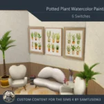 Potted Plant Watercolor Painting #1 Extra A Samtuse963