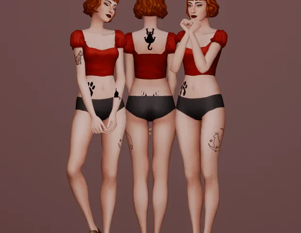 Cat Lover Tattoo Set
