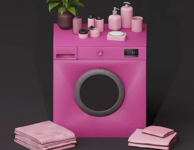 Pink Themed Washing Machine