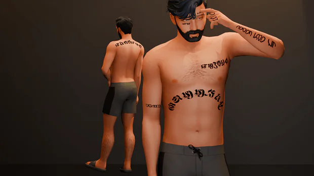 Simlish Male Tattoo Set V2