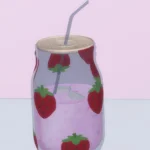 Strawberry glass mug - set