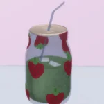 Strawberry glass mug - set