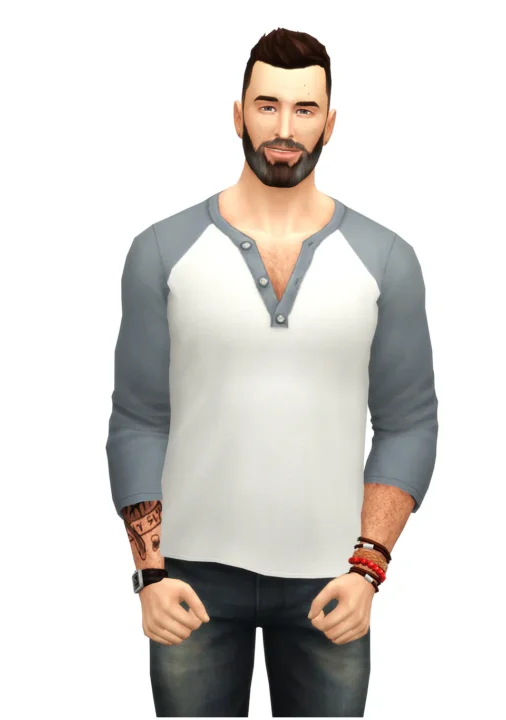 Half Sleeve Henley-Neck Raglan T-shirt 2017
