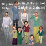 Basic Medieval Peasant Dress for all ages + tops, separated skirt