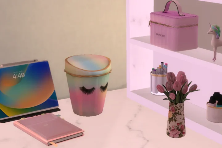 Pastel desk trash can
