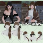 LIN-DIAN Two side-tied long hair and bow headdresses