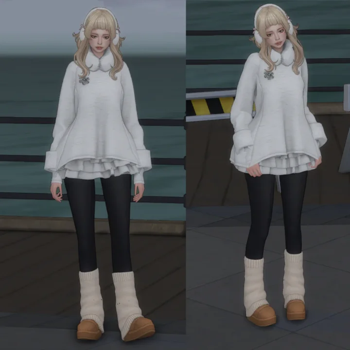 LIN-DIAN Winter plush clothes cake skirt set