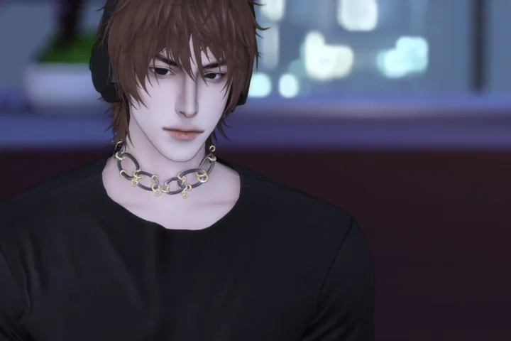 LIN-DIAN Men's Metal Ring Necklace