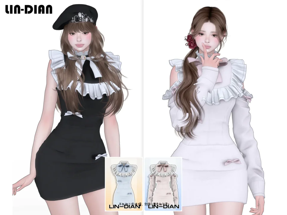 LIN-DIAN Off-shoulder ruffle dress