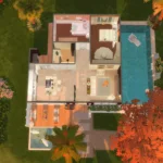 Wooden house with pool