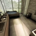Luxury modern house with aquarium