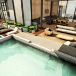 Luxury modern house with aquarium