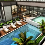 Luxury modern house with aquarium