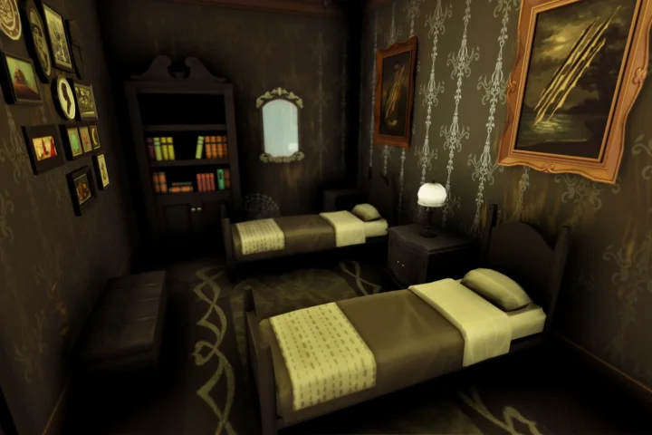 Haunted Mansion with Cemetery and Swamp