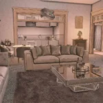 Crushed Velvet Glam Living Room