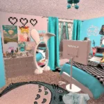 Dreamy Blue Kawaii Gamer Teen Bedroom