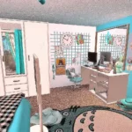 Dreamy Blue Kawaii Gamer Teen Bedroom