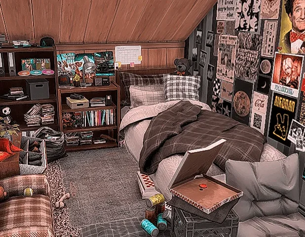 High School Drop-Out - Gaming Nook - Messy Teenagers Attic Bedroom