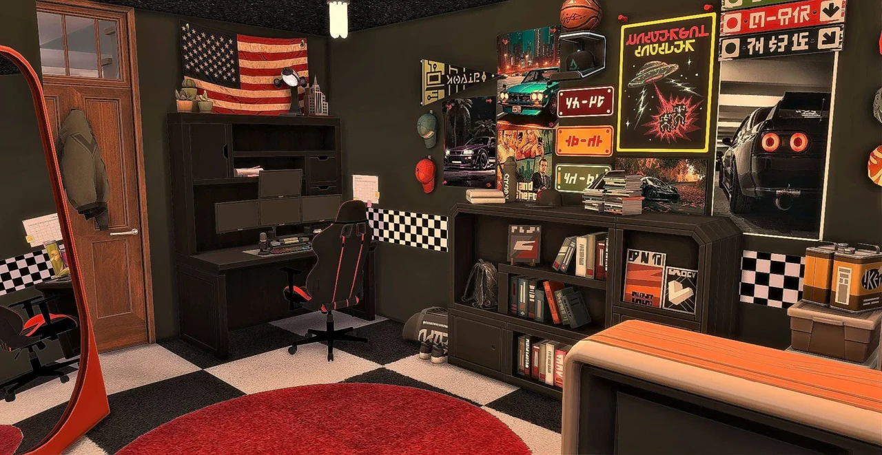 Redline Garage Den - Car Enthusiast's Bedroom - JDM Style Boys Room