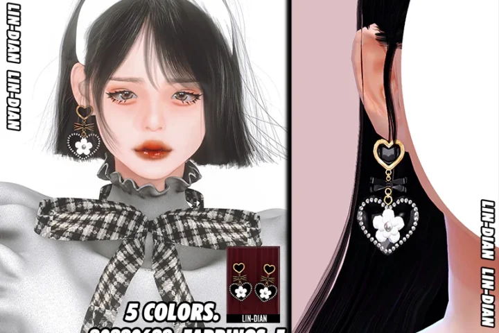 LIN-DIAN black gold pearl earrings