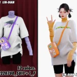 LIN-DIAN Two-piece T-shirt set with bag