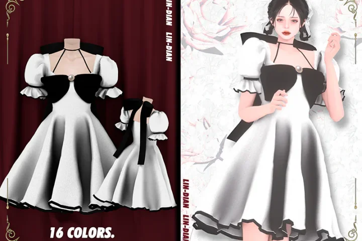 LIN-DIAN Lantern sleeve dress