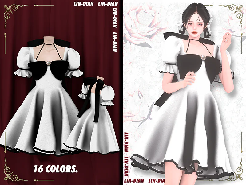 LIN-DIAN Lantern sleeve dress
