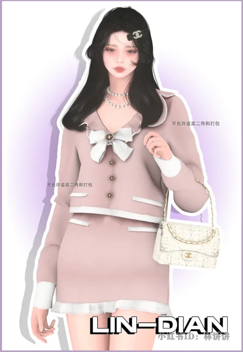 LIN-DIAN Two piece set with ruffled edges suits