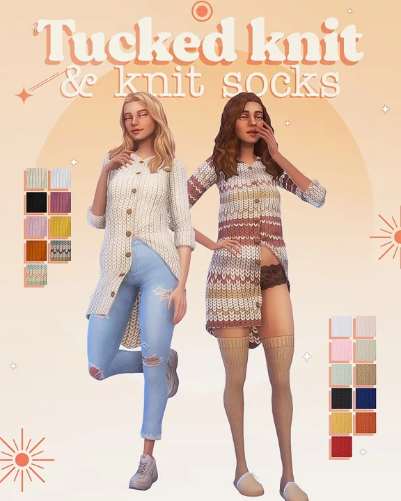 Tucked knit & socks