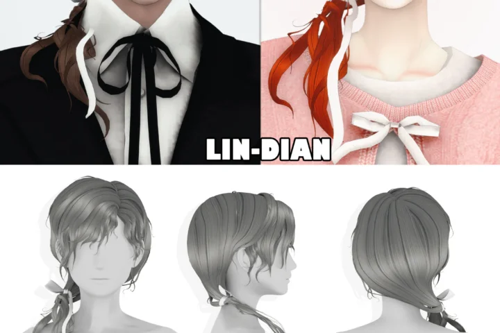 LIN-DIAN Side-tied long hair