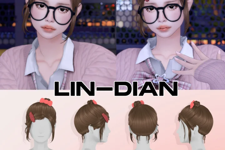 LIN-DIAN Side tied meatball hair